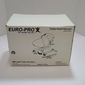 Euro-Pro Turbo Hand Vacuum EP033 600 Watt Corded Handheld Cleaner w/ Attachments